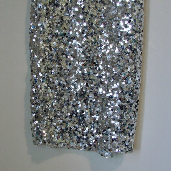Silver Sequin Sleeveless Dress Tank Midi Holiday Party Scoopneck Size XS Small - Picture 11 of 11